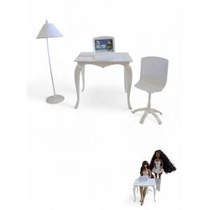 White Desk Chair Lamp Laptop 1:6 Scale Dolls Barbie Integrity Fashion Royalty
